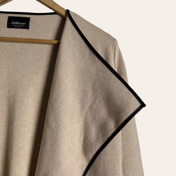 Zara Beige Knit Waterfall Open Front Cardigan Jacket Size M - Picture 8 of 12
